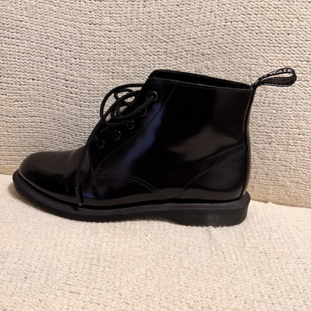 Dr. Martens Emmeline 5 Eye Black Smooth Leather Boots Womens US 8 EU39 - Picture 6 of 16